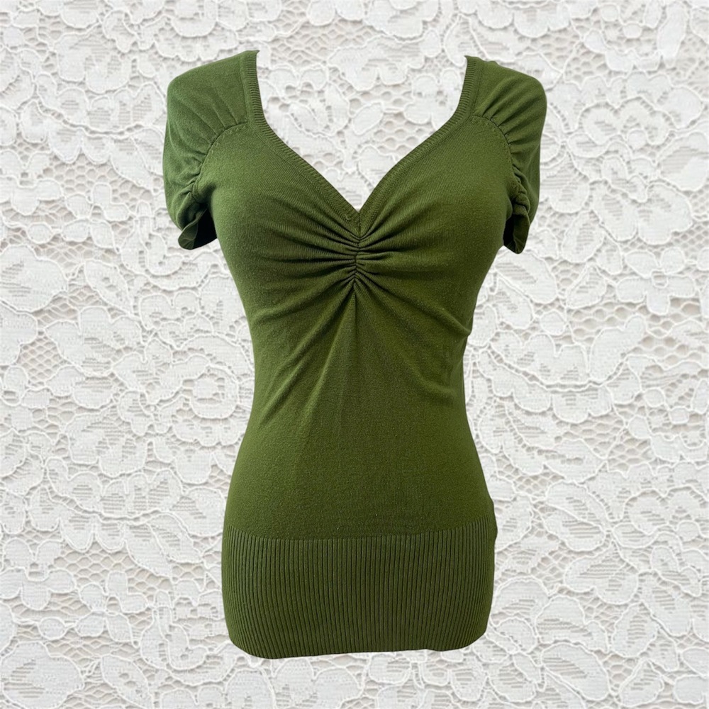 vintage y2k green fitted short sleeve top